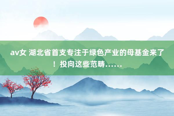 av女 湖北省首支专注于绿色产业的母基金来了！投向这些范畴……