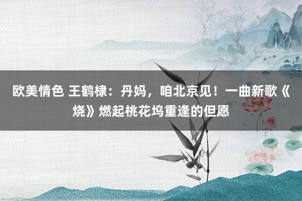 欧美情色 王鹤棣：丹妈，咱北京见！一曲新歌《烧》燃起桃花坞重逢的但愿