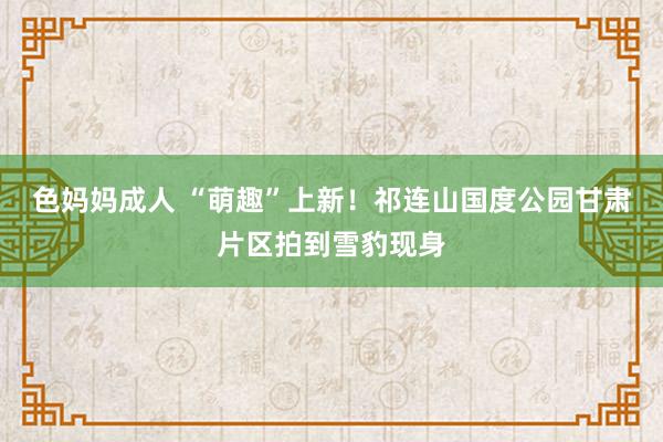 色妈妈成人 “萌趣”上新！祁连山国度公园甘肃片区拍到雪豹现身