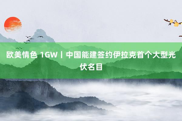 欧美情色 1GW丨中国能建签约伊拉克首个大型光伏名目