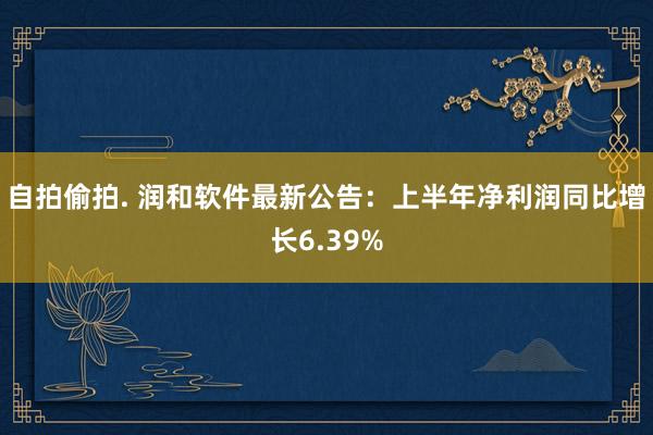 自拍偷拍. 润和软件最新公告：上半年净利润同比增长6.39%