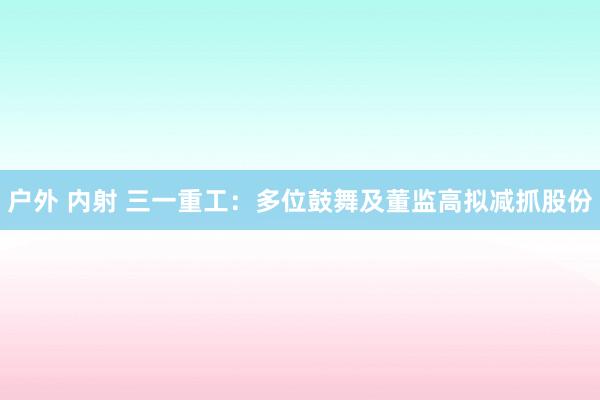 户外 内射 三一重工：多位鼓舞及董监高拟减抓股份