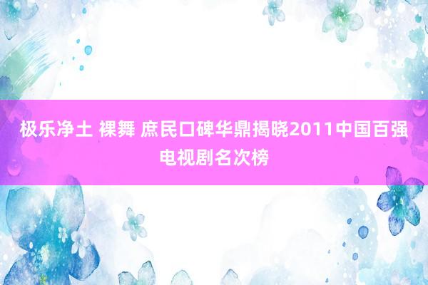 极乐净土 裸舞 庶民口碑华鼎揭晓2011中国百强电视剧名次榜