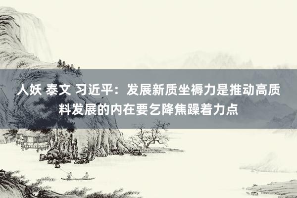 人妖 泰文 习近平：发展新质坐褥力是推动高质料发展的内在要乞降焦躁着力点