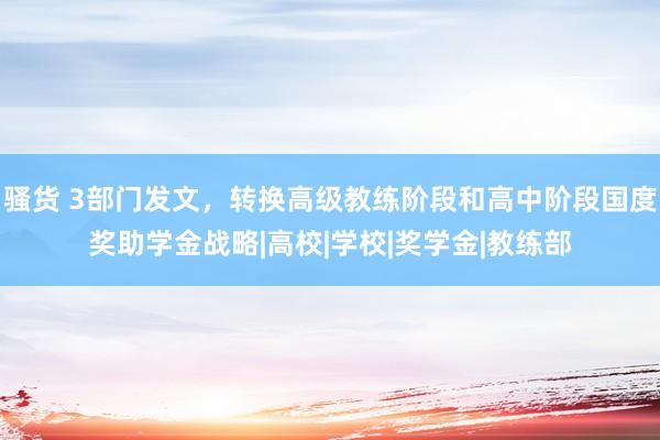 骚货 3部门发文，转换高级教练阶段和高中阶段国度奖助学金战略|高校|学校|奖学金|教练部