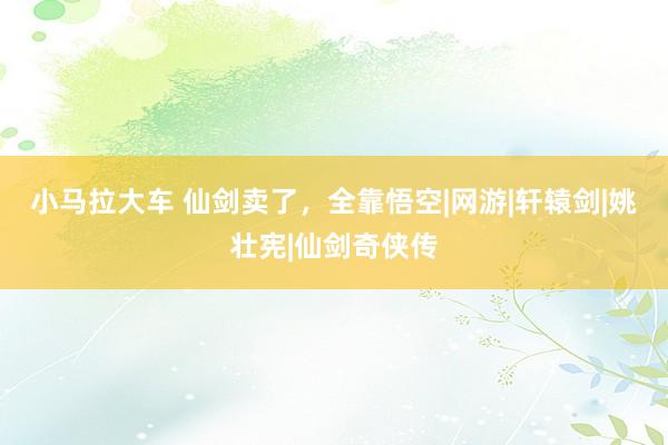 小马拉大车 仙剑卖了，全靠悟空|网游|轩辕剑|姚壮宪|仙剑奇侠传